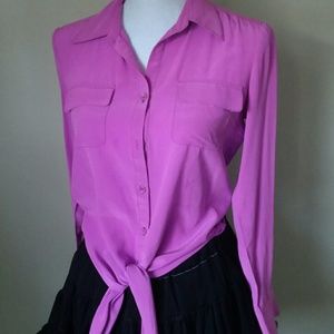 Gianni Binni 100% silk purple pink top xs/ m /l